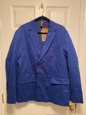 Houston White Royal Blue Double-Breasted Blazer…size L